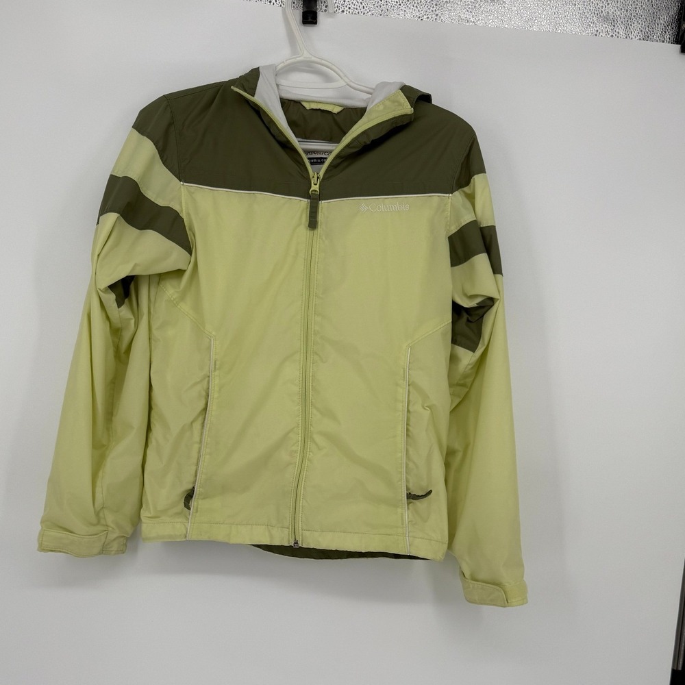 Columbia Sportswear Kids Hooded Windbreaker Jacket Green Size L Y14-16 Full Zip